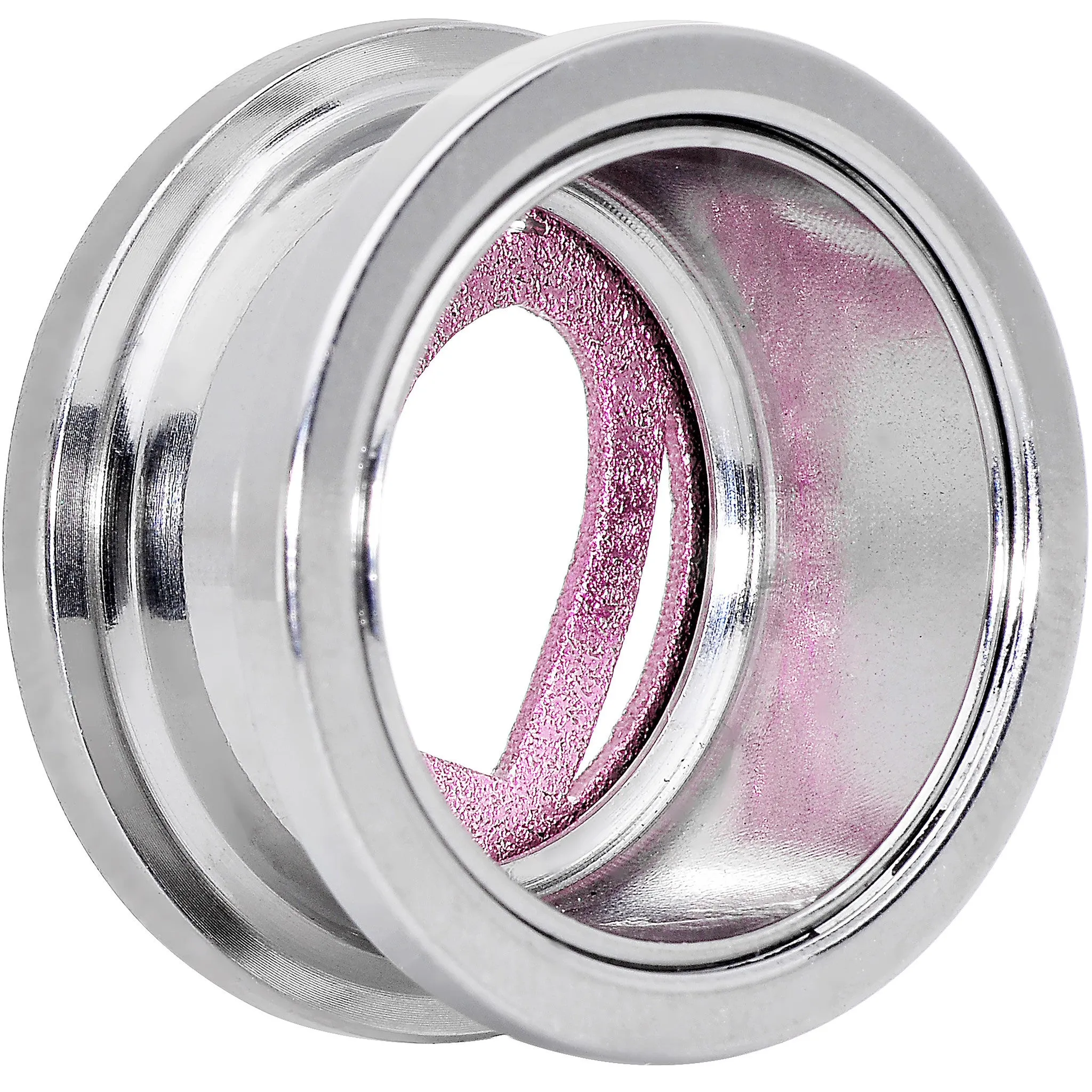 11/16 Stainless Steel Clear Gem Pink Heart Tunnel Plug