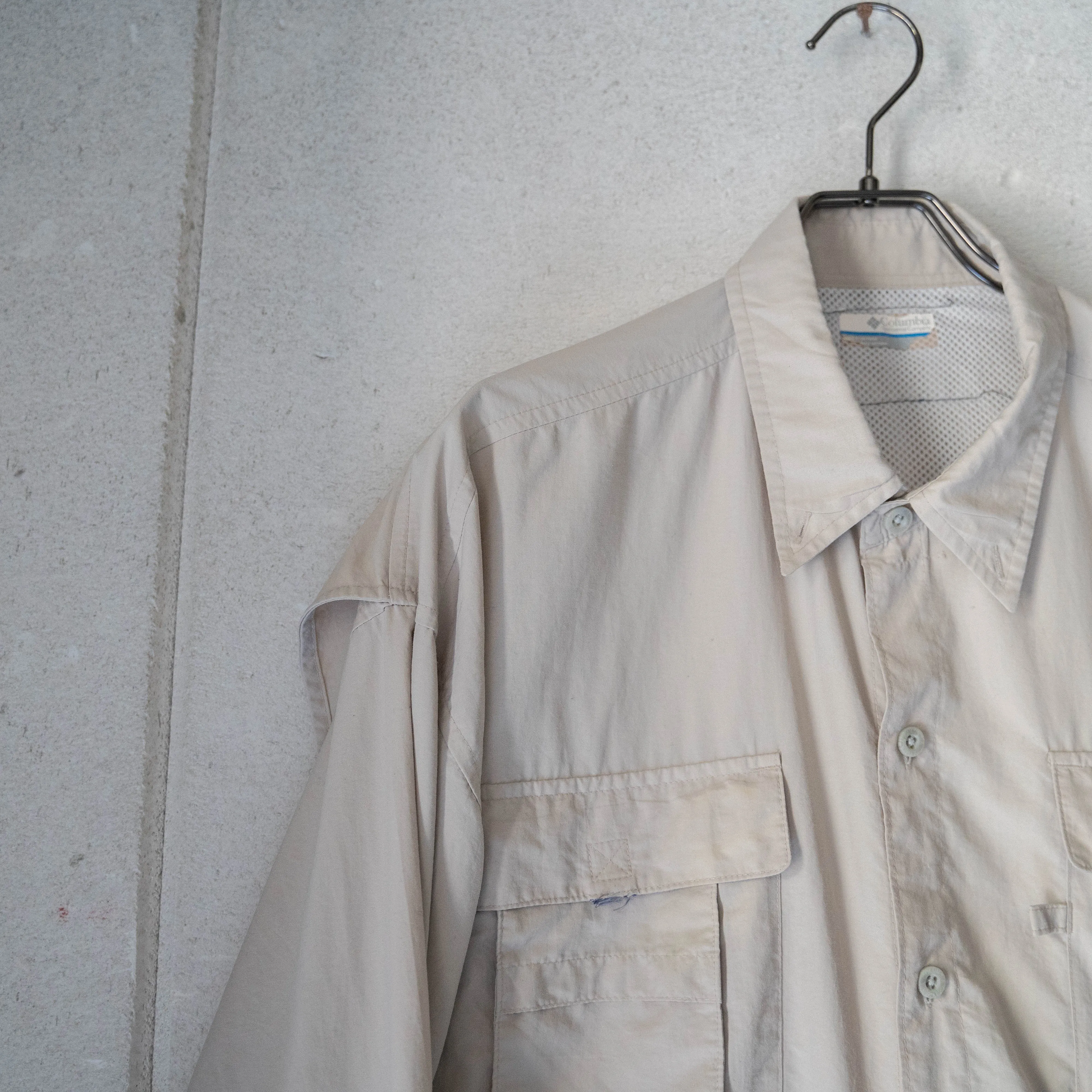 1990-2000s Columbia light beige color fishing shirt　