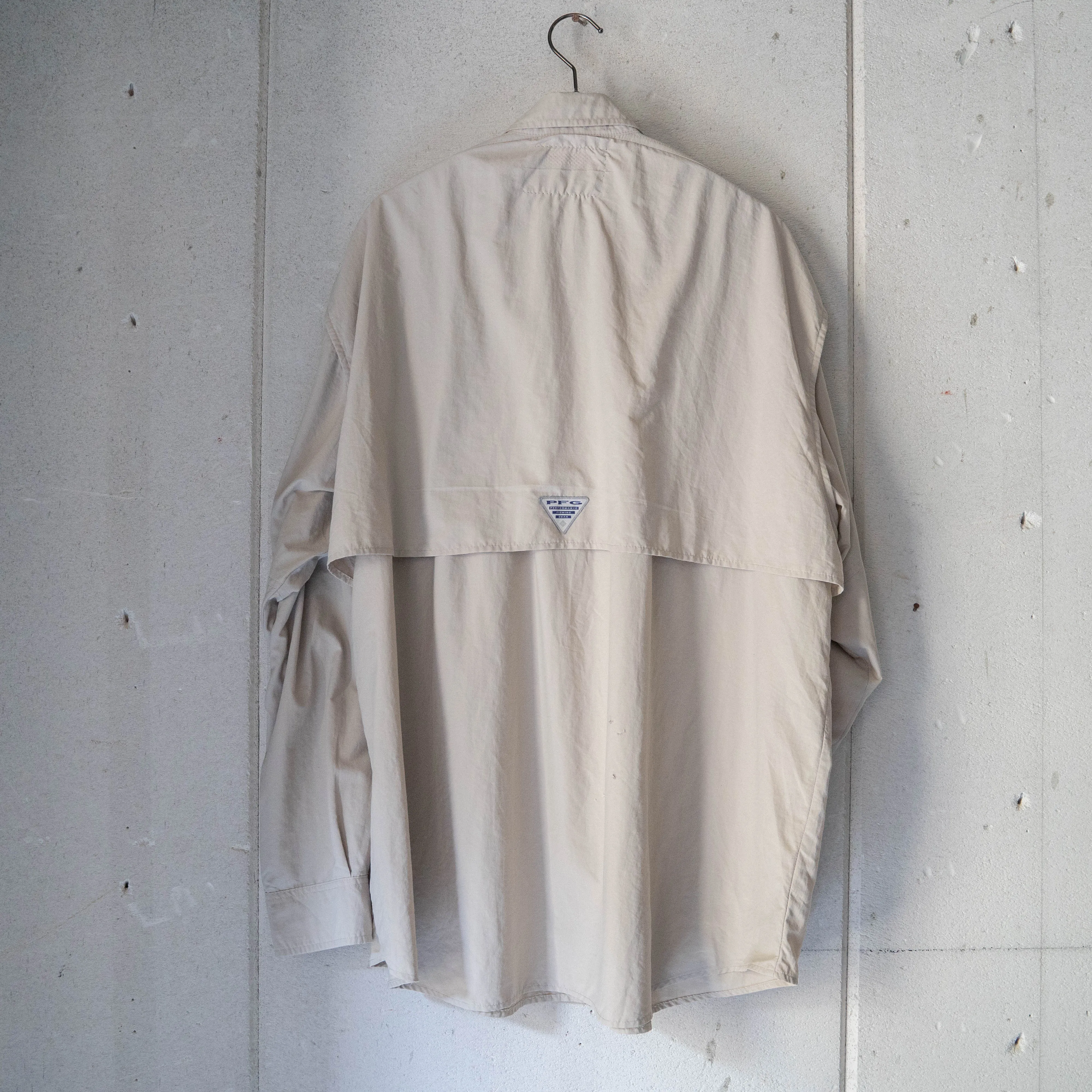 1990-2000s Columbia light beige color fishing shirt　