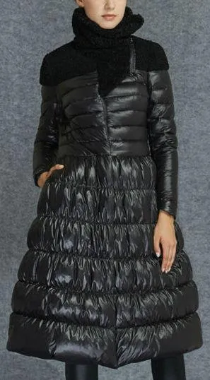 A-Line Puffer Down Coat in Black