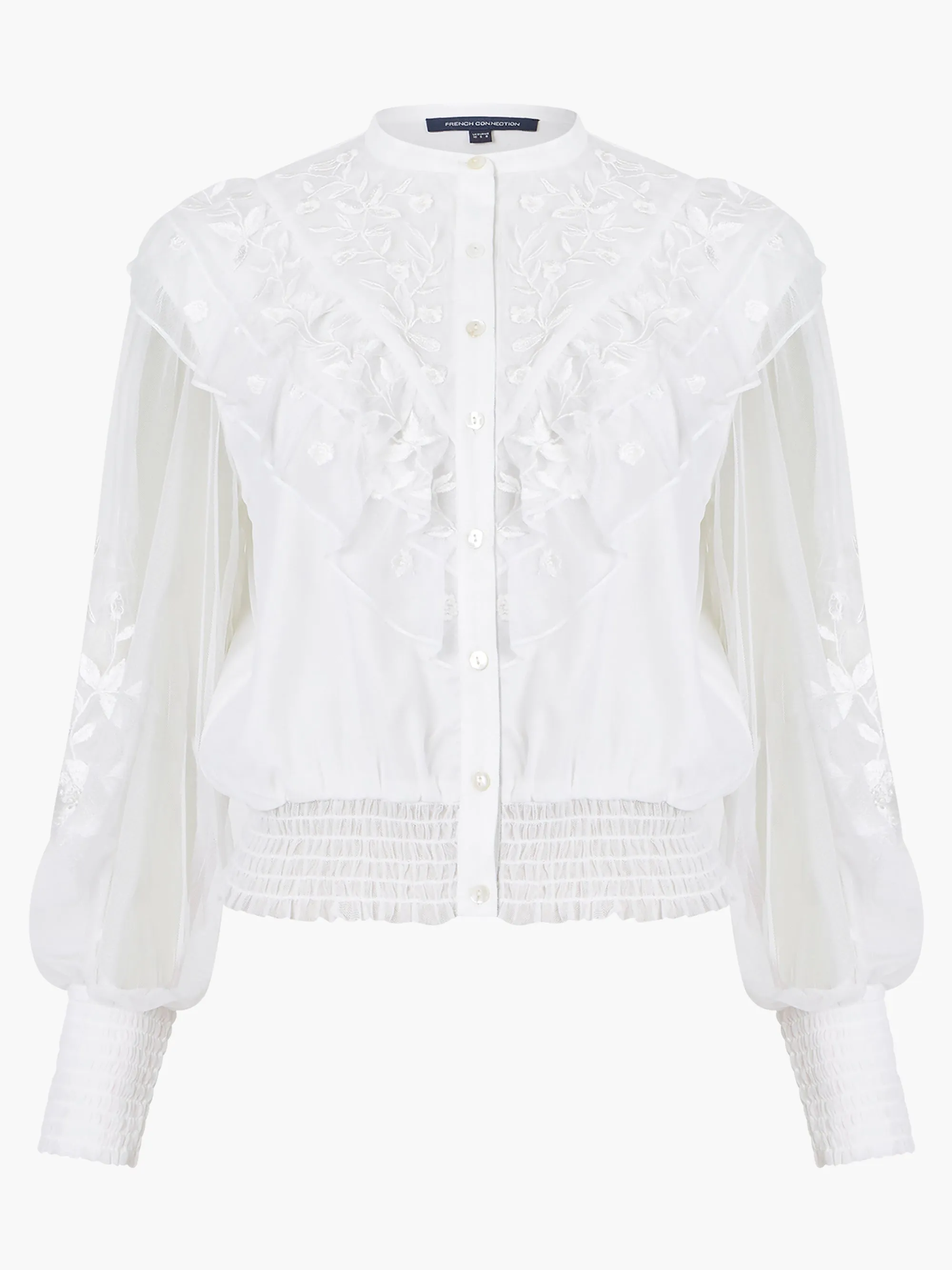 Abra Embroided Mesh Frill Top