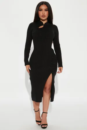 Adina Sweater Midi Dress - Black