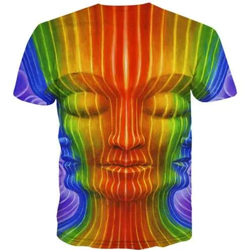 Alien T-shirt Men Psychedelic T shirts Funny Colorful T-shirts Graphic Dizziness Tshirts Novelty Rainbow Tshirt Anime