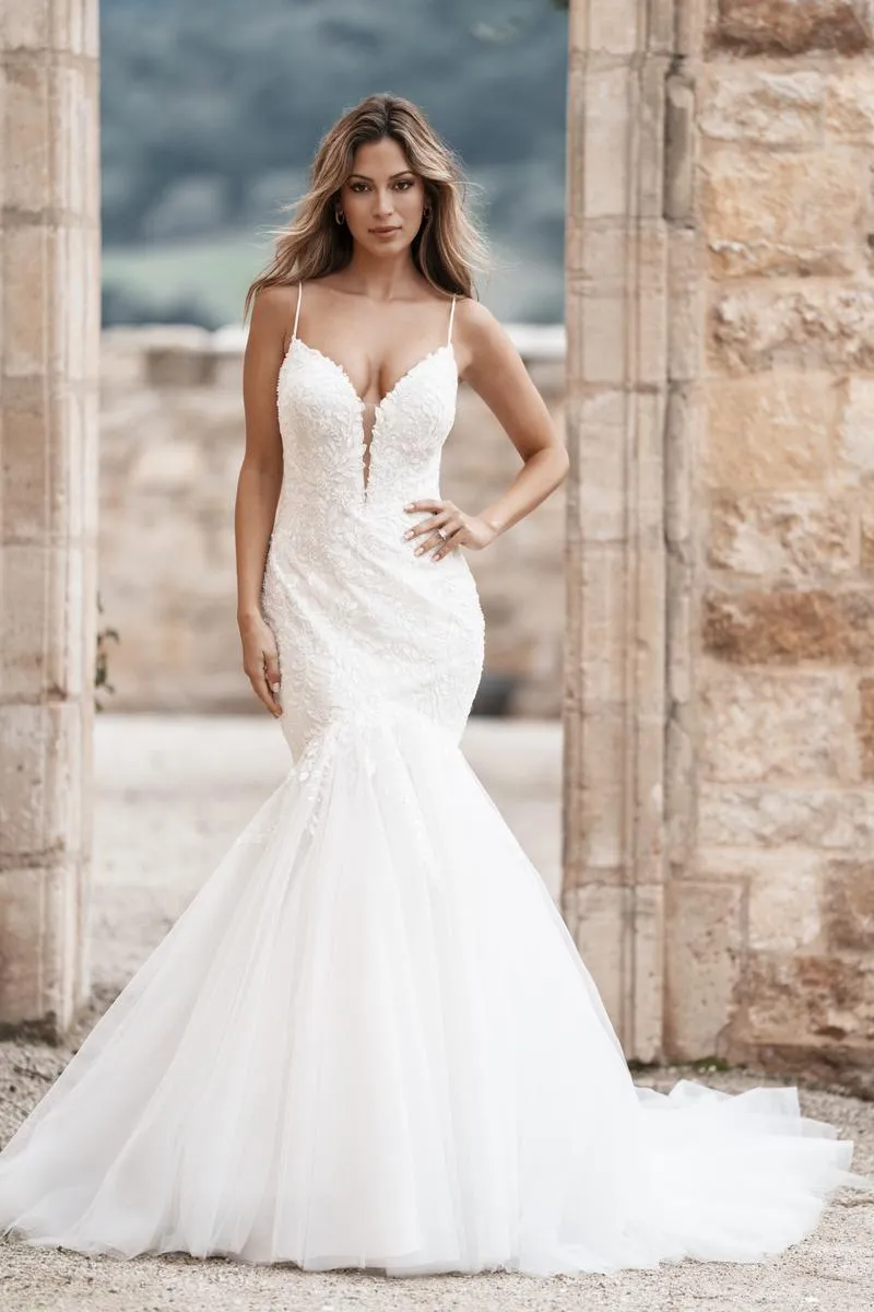 Allure Bridals Fit and Flare Lace Bridal Gown A1260