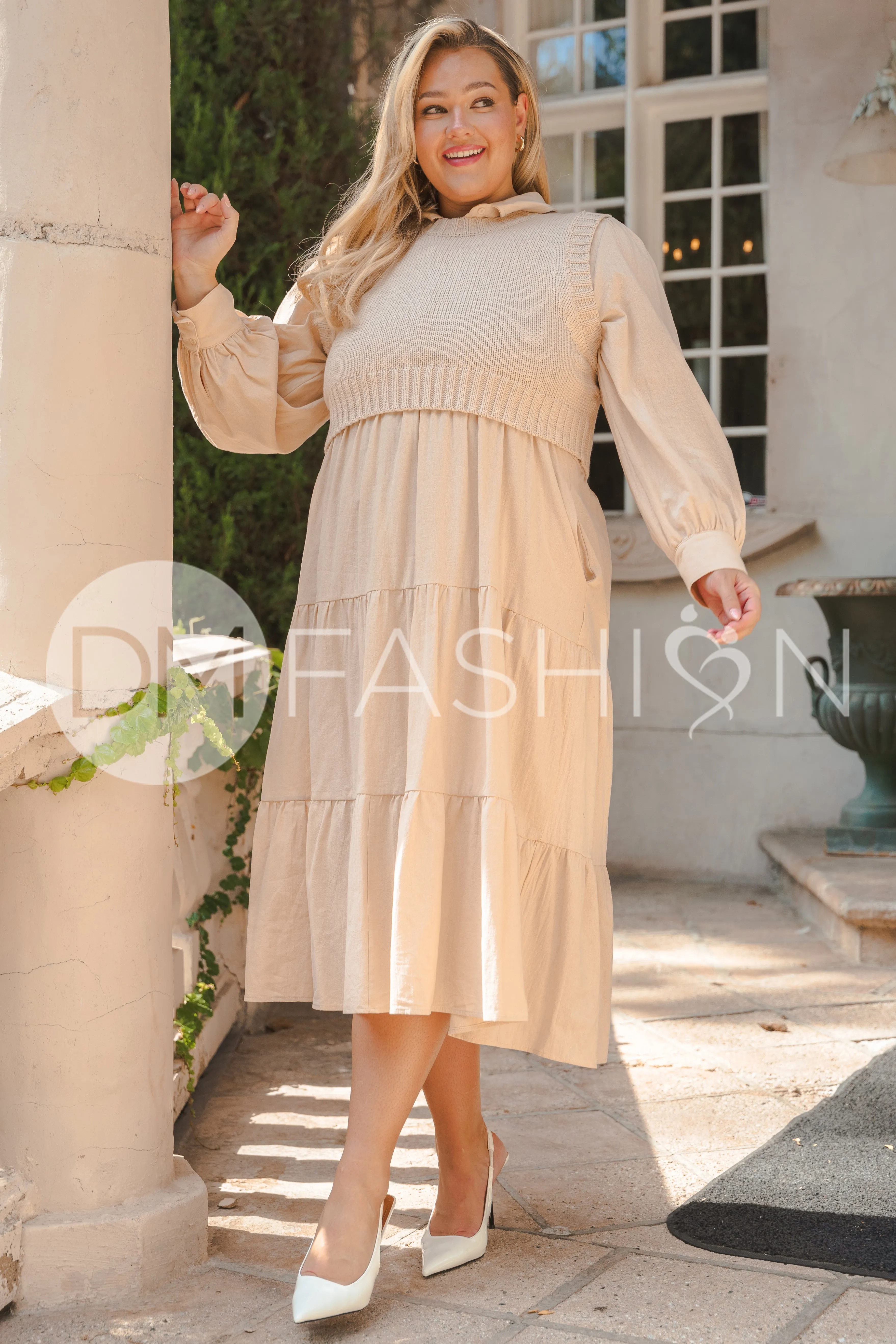 Angelica Almond Sweater Dress - DM Exclusive - Nursing Friendly - Restocked