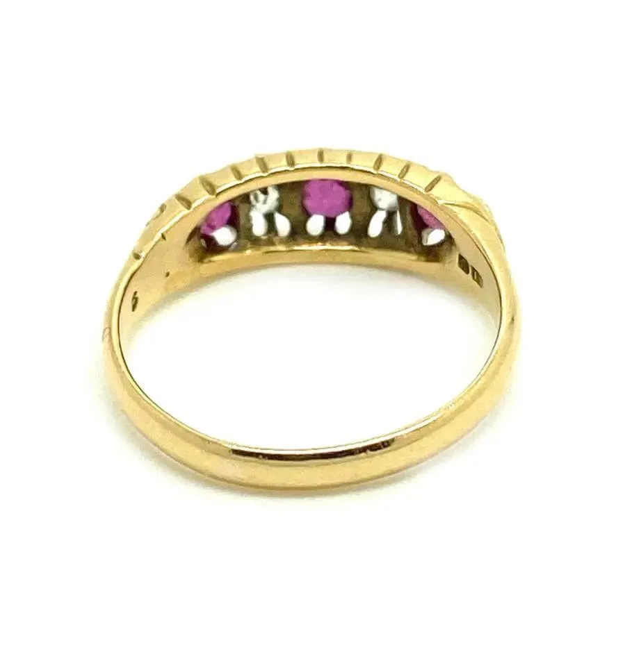 Antique Edwardian 1904 Diamond Ruby 18ct Gold Ring