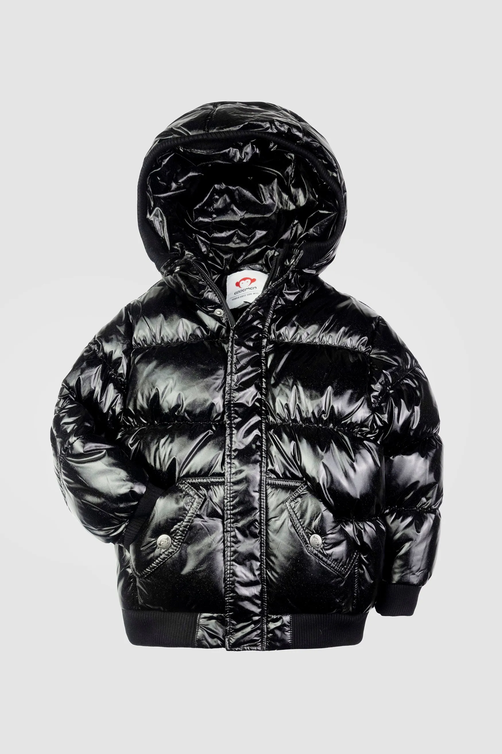 Appaman Black Glitter Down Filled Puffy Coat