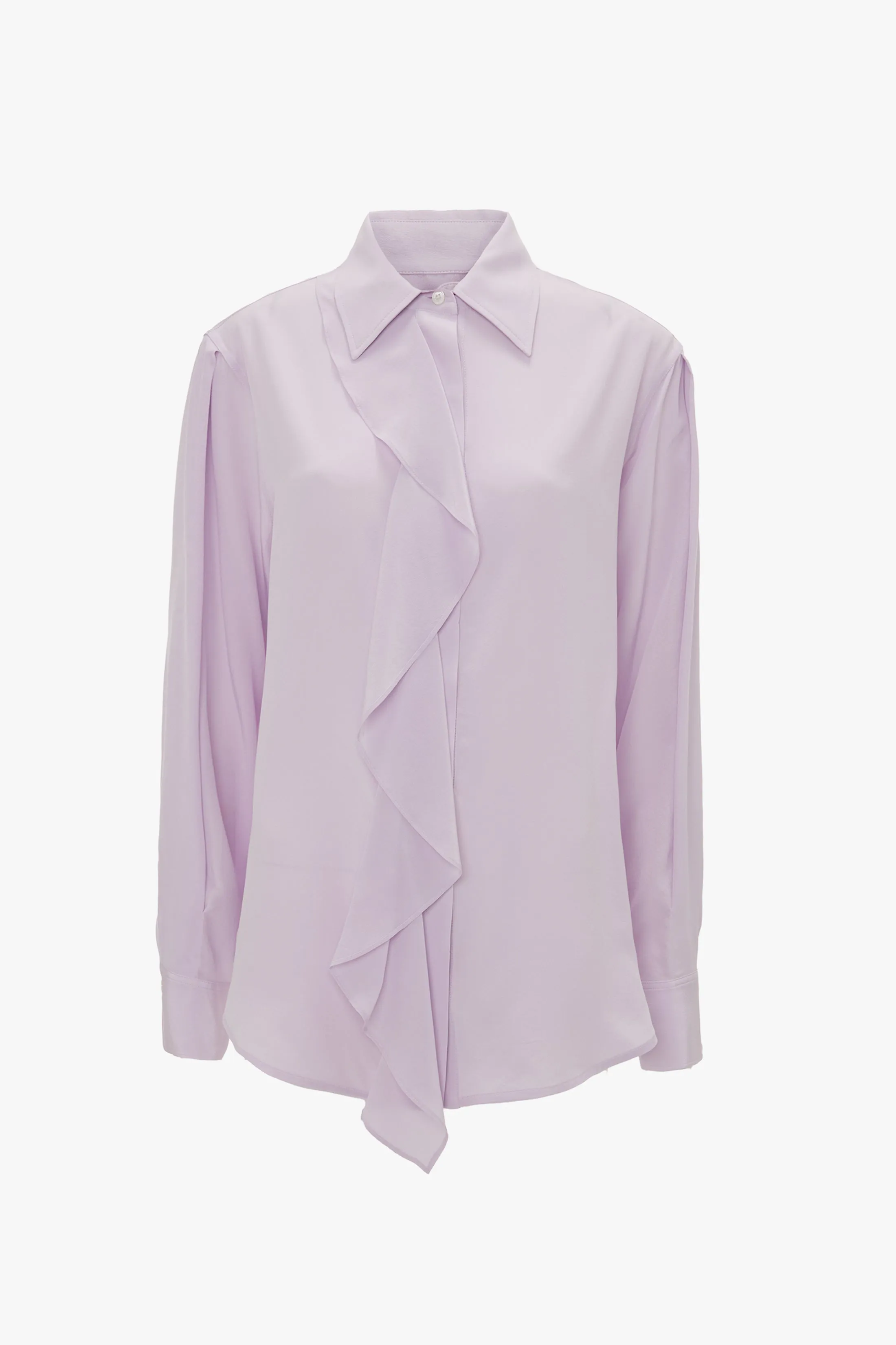 Asymmetric Ruffle Blouse In Petunia