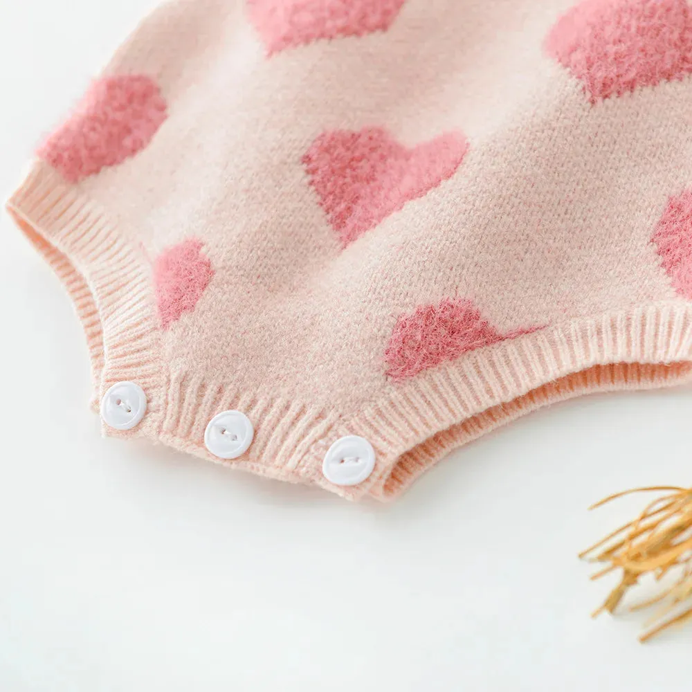 Baby Knit Heart Romper & Cardigan Set