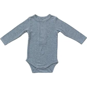 Bamboo Snap Long Sleeve Ribbed Bodysuit- Heather Grey