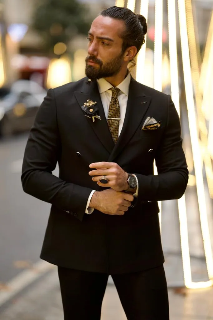 Black 2 Piece Groom Wedding Wool Suit for Men | GentWith.com