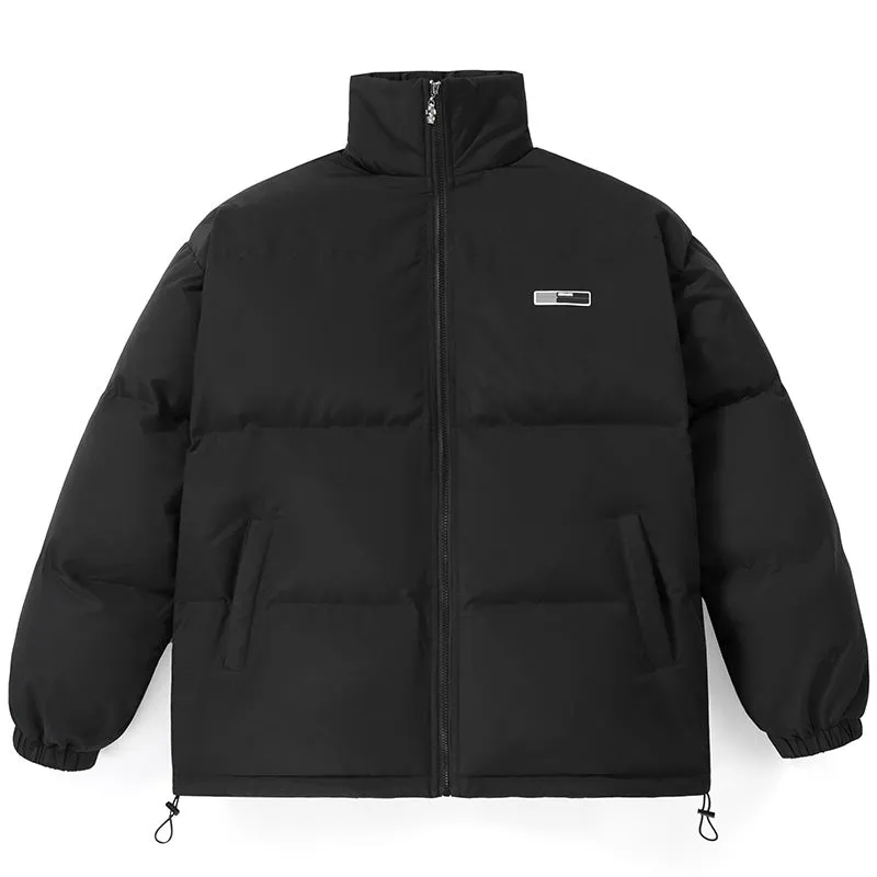 Black Minimalist Plain Label Down Jacket