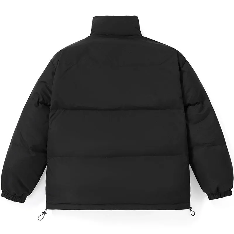 Black Minimalist Plain Label Down Jacket