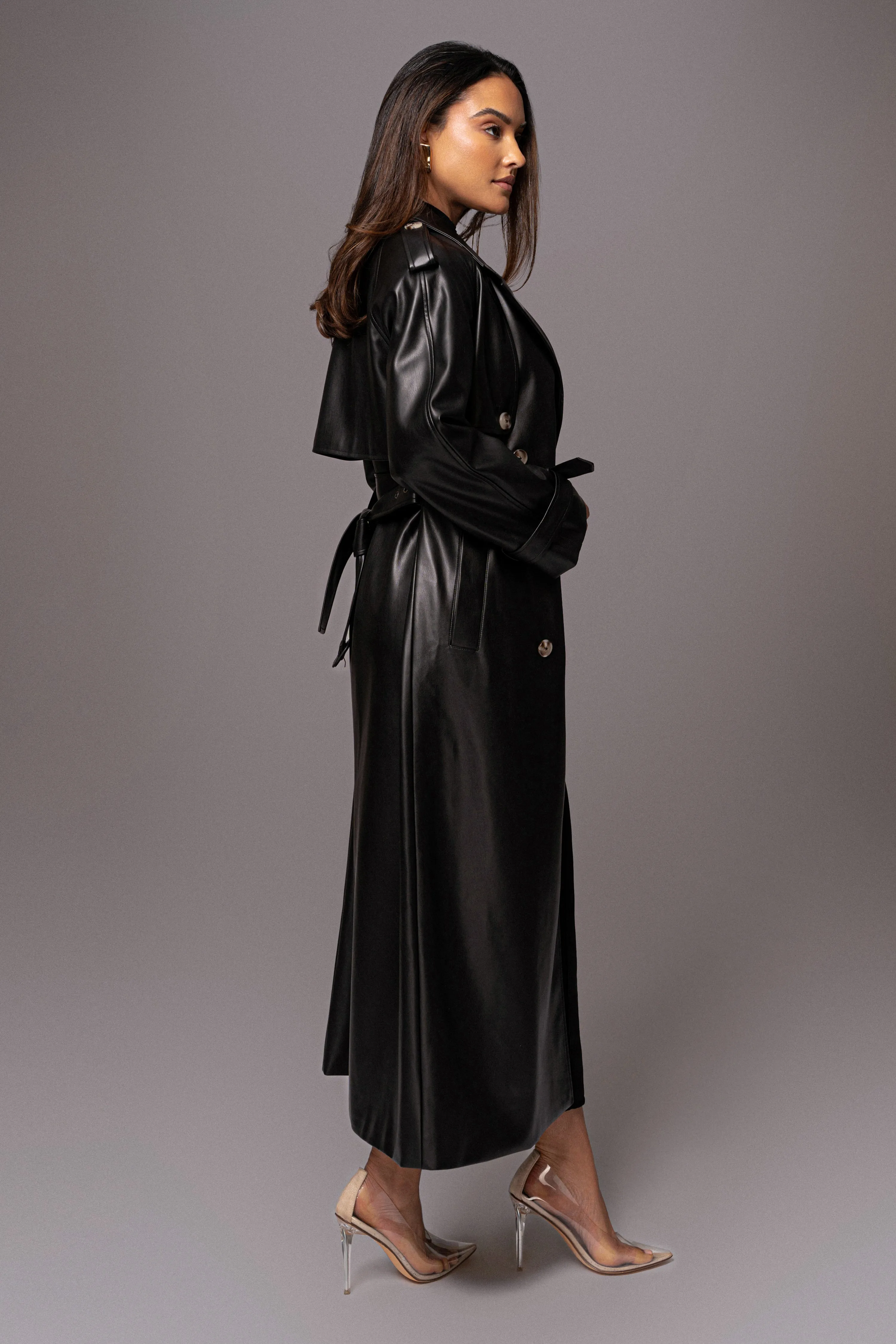 Black Odin Faux Leather Coat