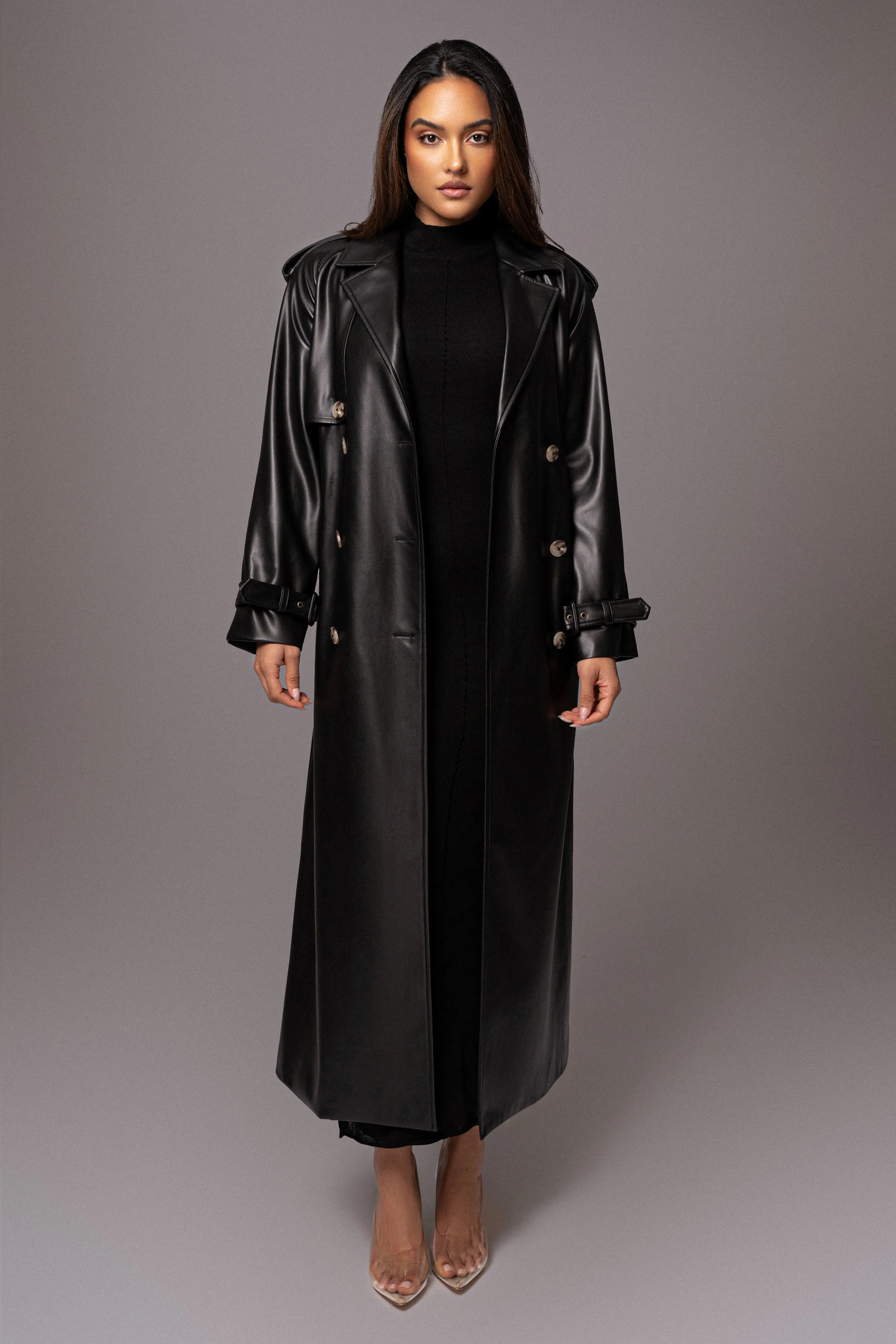 Black Odin Faux Leather Coat