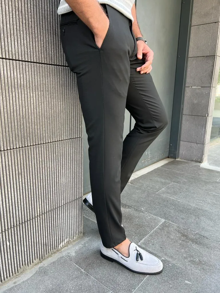 Black Slim Fit Cotton Pants for Men by GentWith.com