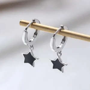 Black Star Drop Earrings