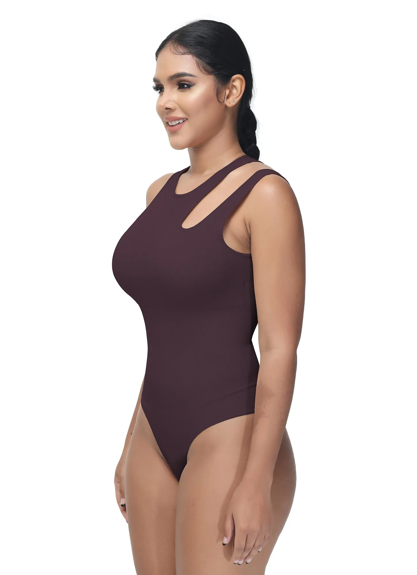 Bodysuit for Women Tummy control Tops Cutout Sleeveless Bodysuit Thong Sculpting with Removable Padding