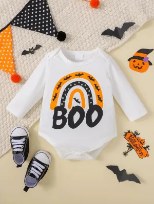 BOO slogan graphic long sleeve bodysuit