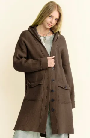 Brown Hooded Trench Coat