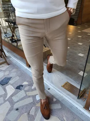 Buy Beige Slim Fit Pants by GentWith.com with Free Shipping