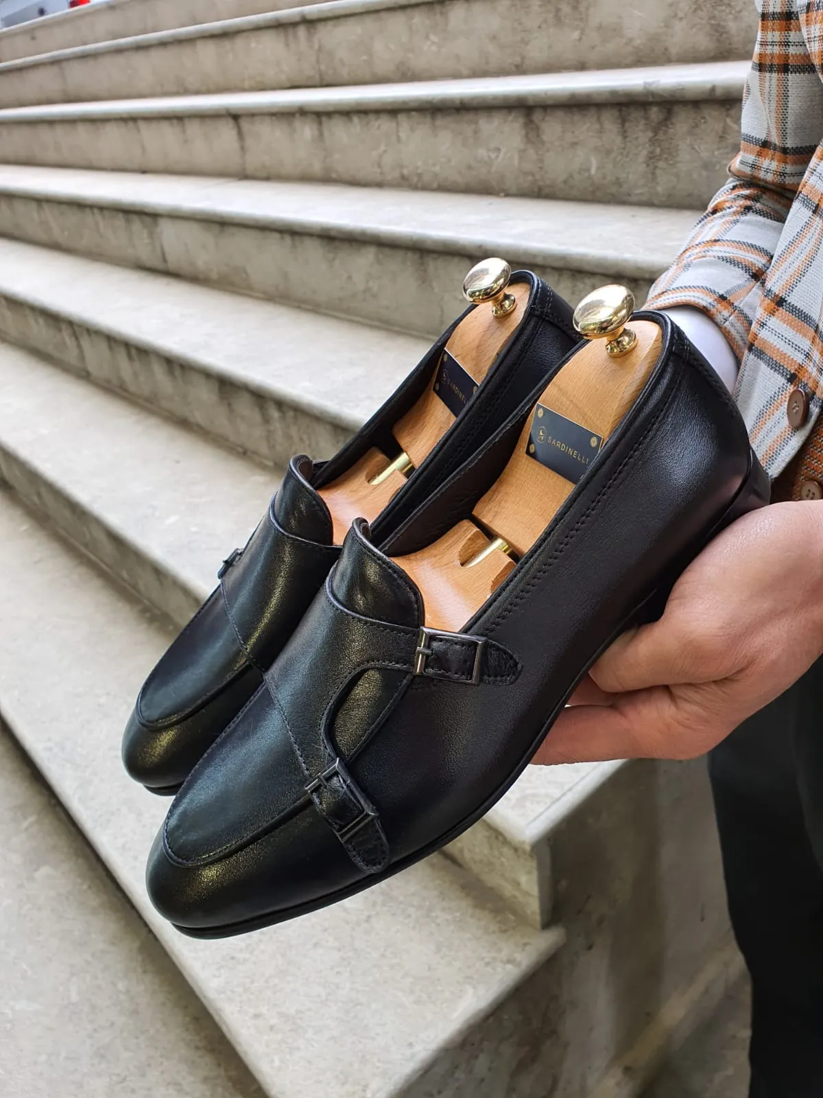 Buy Black Double Monk Strap Loafer by GentWith | Free Shipping