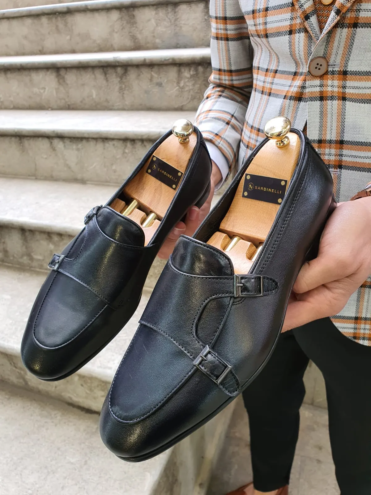 Buy Black Double Monk Strap Loafer by GentWith | Free Shipping