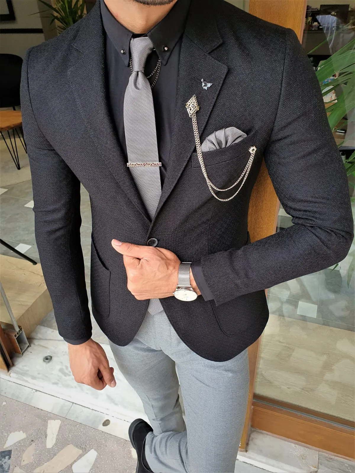 Buy Black Slim Fit Blazer by GentWith with Free Worldwide Shipping