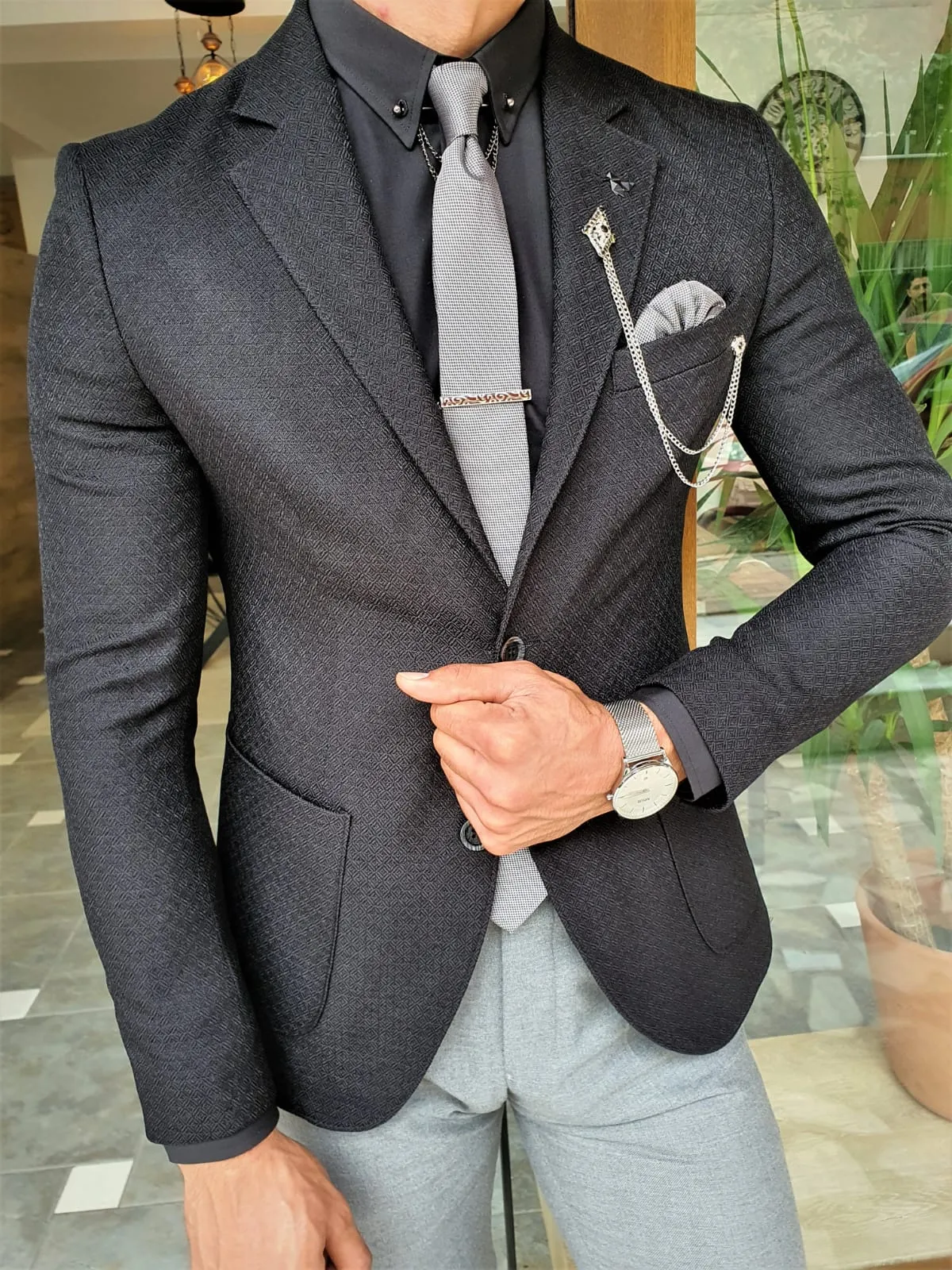 Buy Black Slim Fit Blazer by GentWith with Free Worldwide Shipping