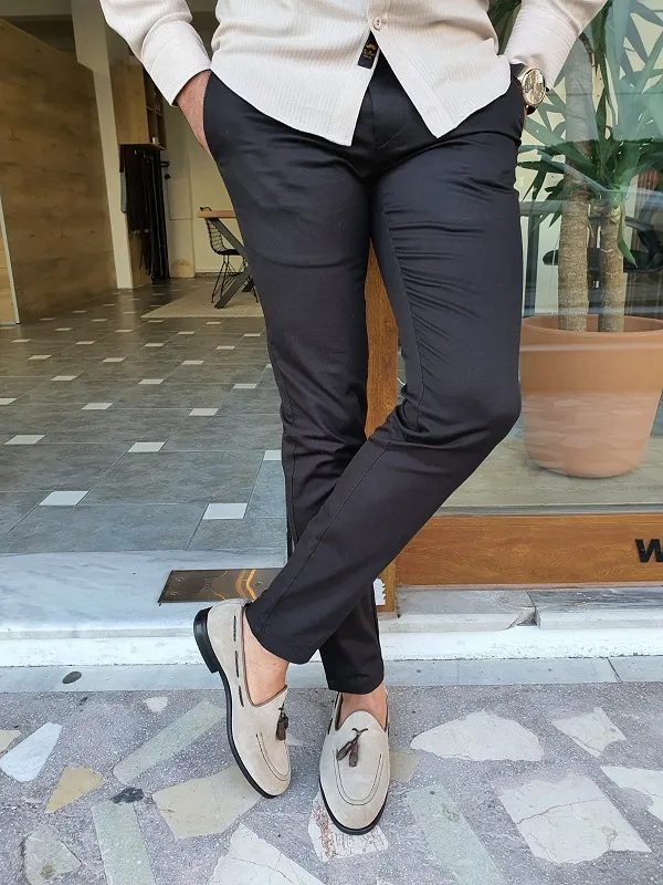 Buy Black Slim Fit Cotton Pants by GentWith.com | Worldwide Shipping