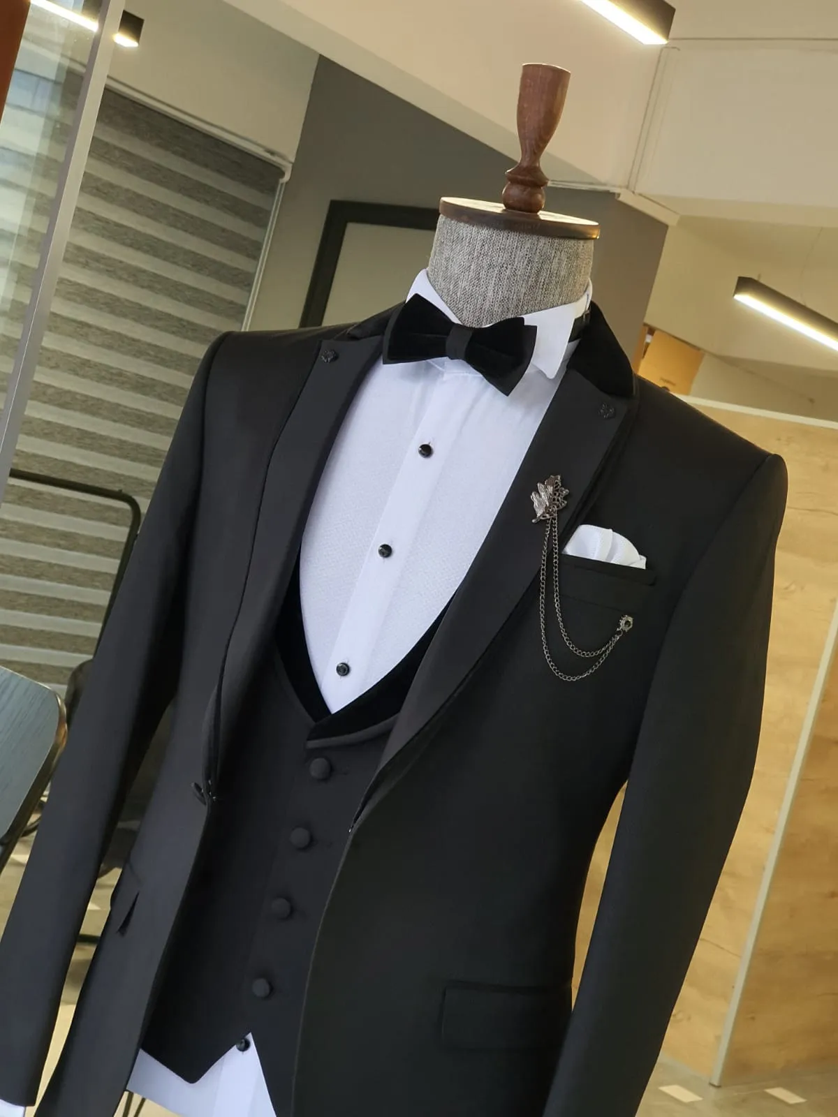 Buy Black Slim Fit Notch Lapel Tuxedo by GentWith | Free Shipping