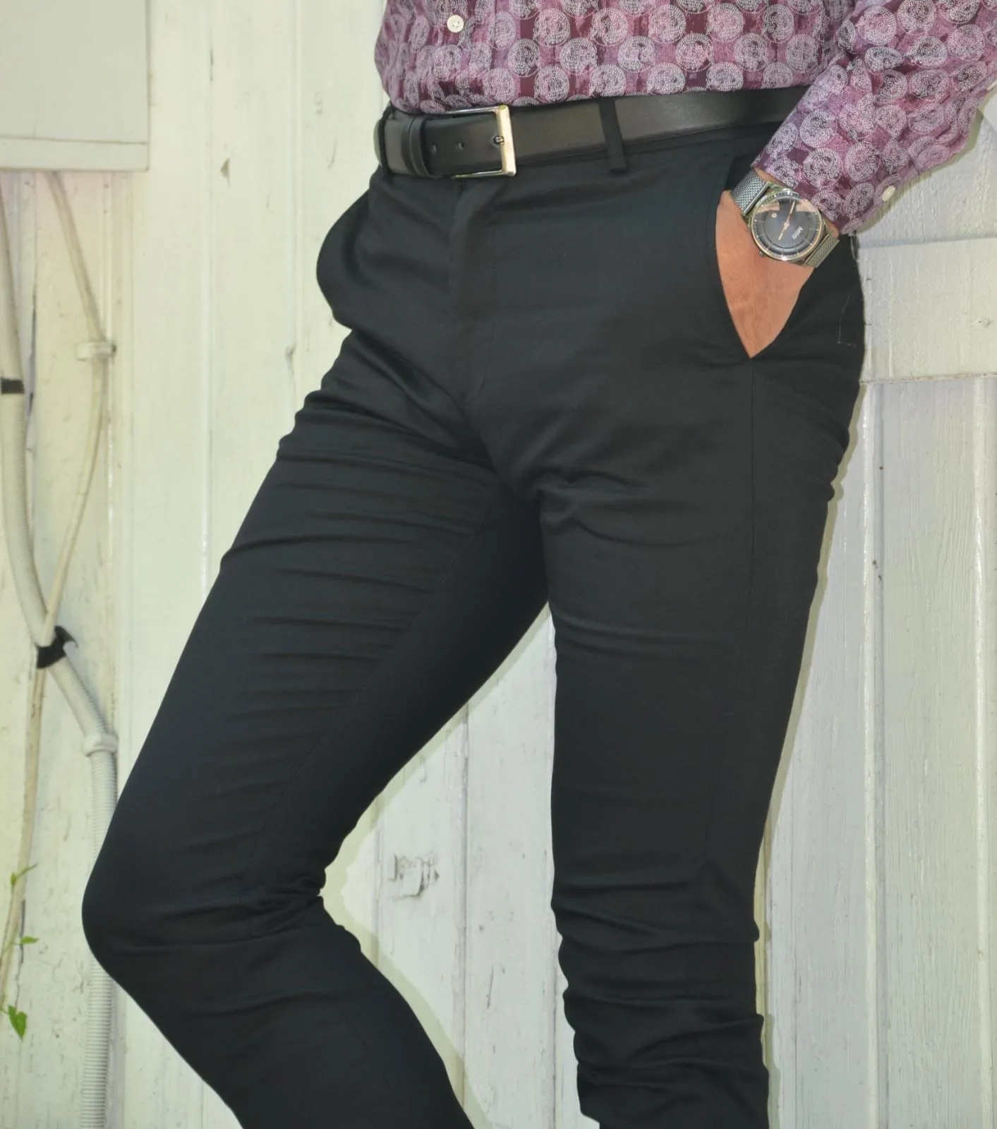 Buy Black Slim Fit Pants by GentWith with Free Shipping