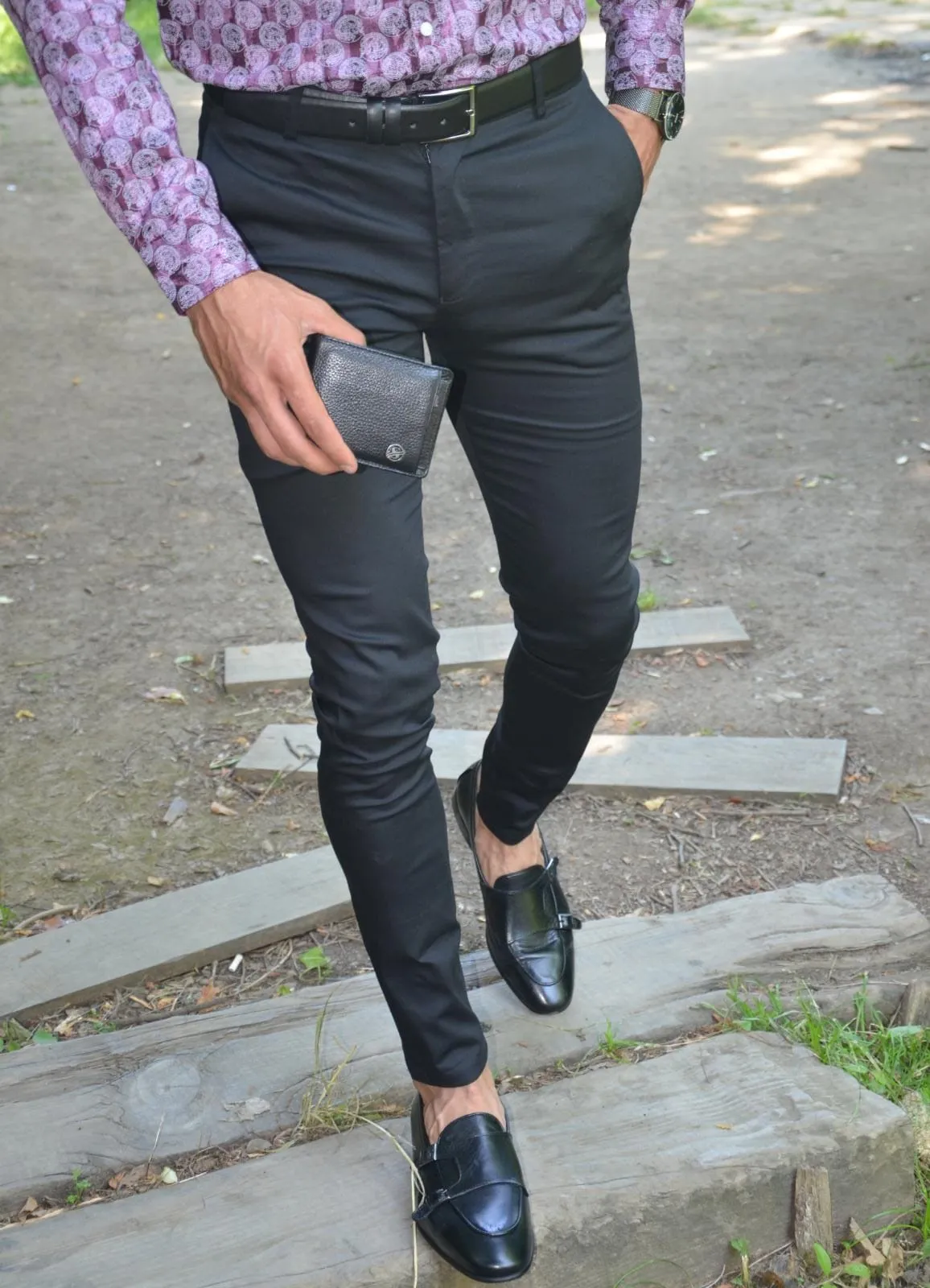 Buy Black Slim Fit Pants by GentWith with Free Shipping