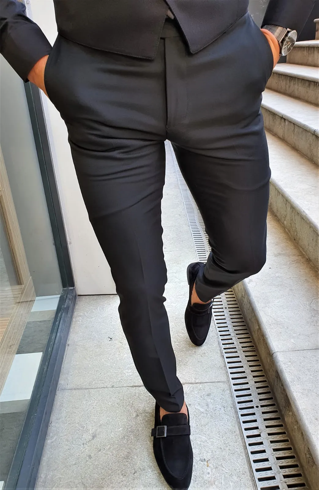 Buy Black Slim Fit Pants by GentWith.com with Free Shipping