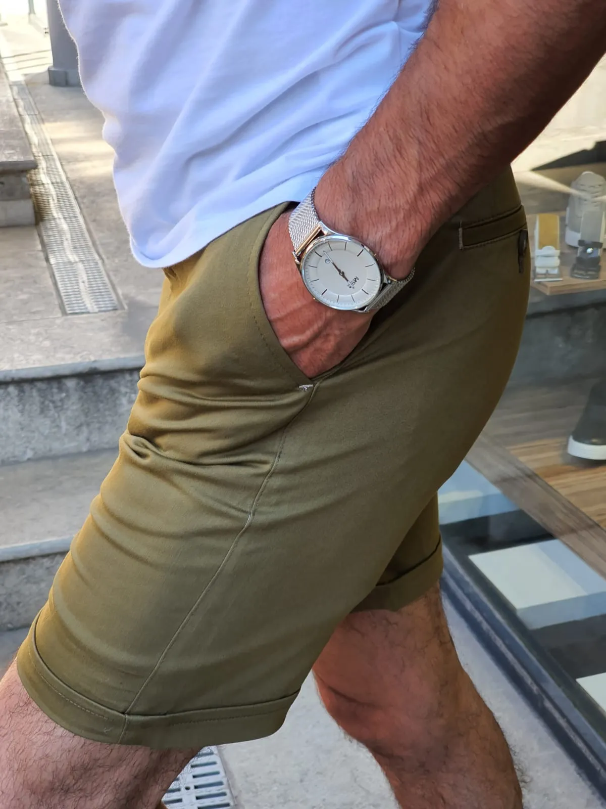 Buy Khaki Slim Fit Shorts by GentWith.com with Free Shipping