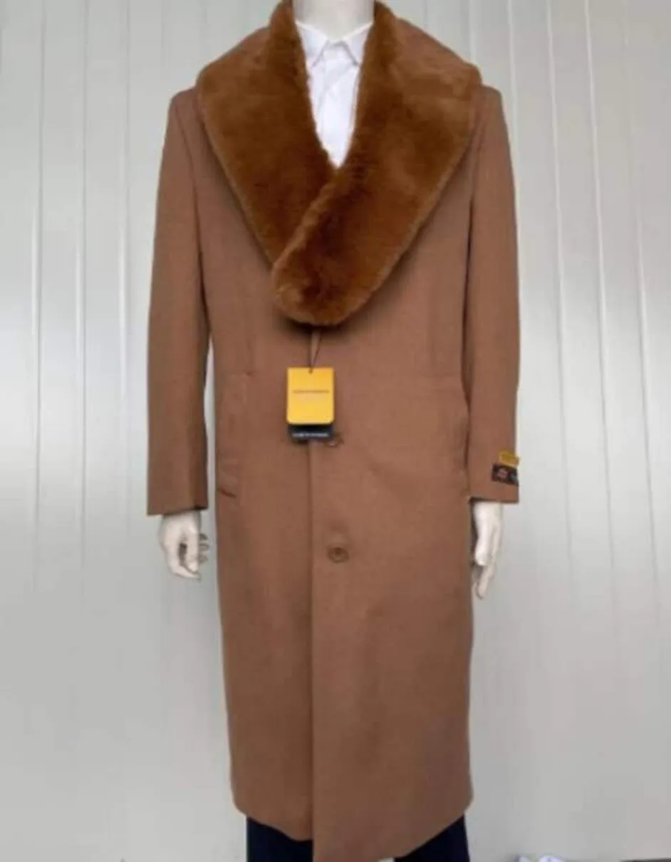 Camel Hair Top Coat - Luxury Cashmere Coat - Big and Tall Cashmere Overcoat - Top Coats For Men Dark Brown