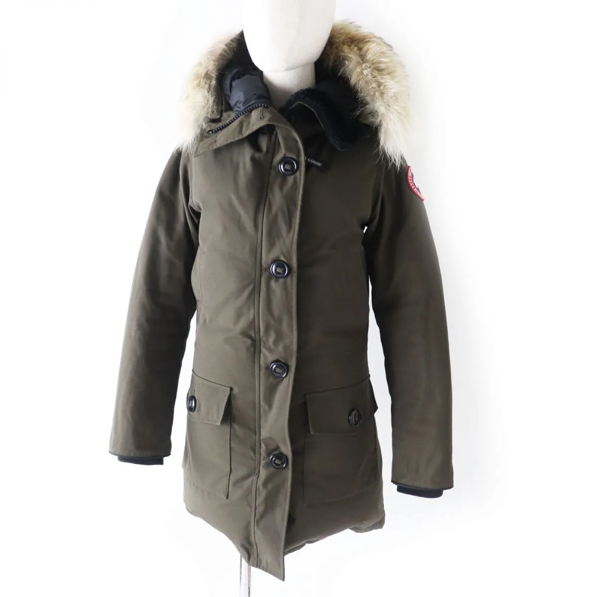 Canada Goose Coyote Fur Hooded Down Coat Khaki Women's