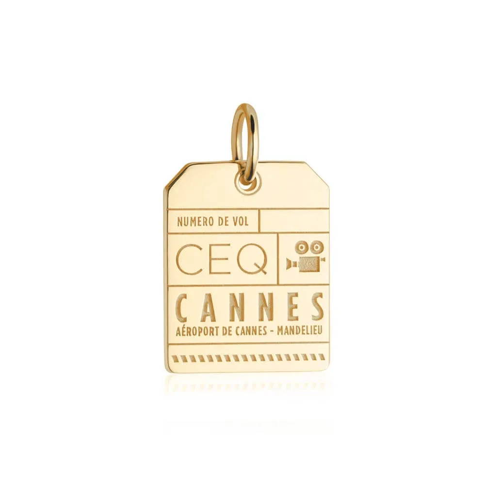 Cannes France CEQ Luggage Tag Charm Gold