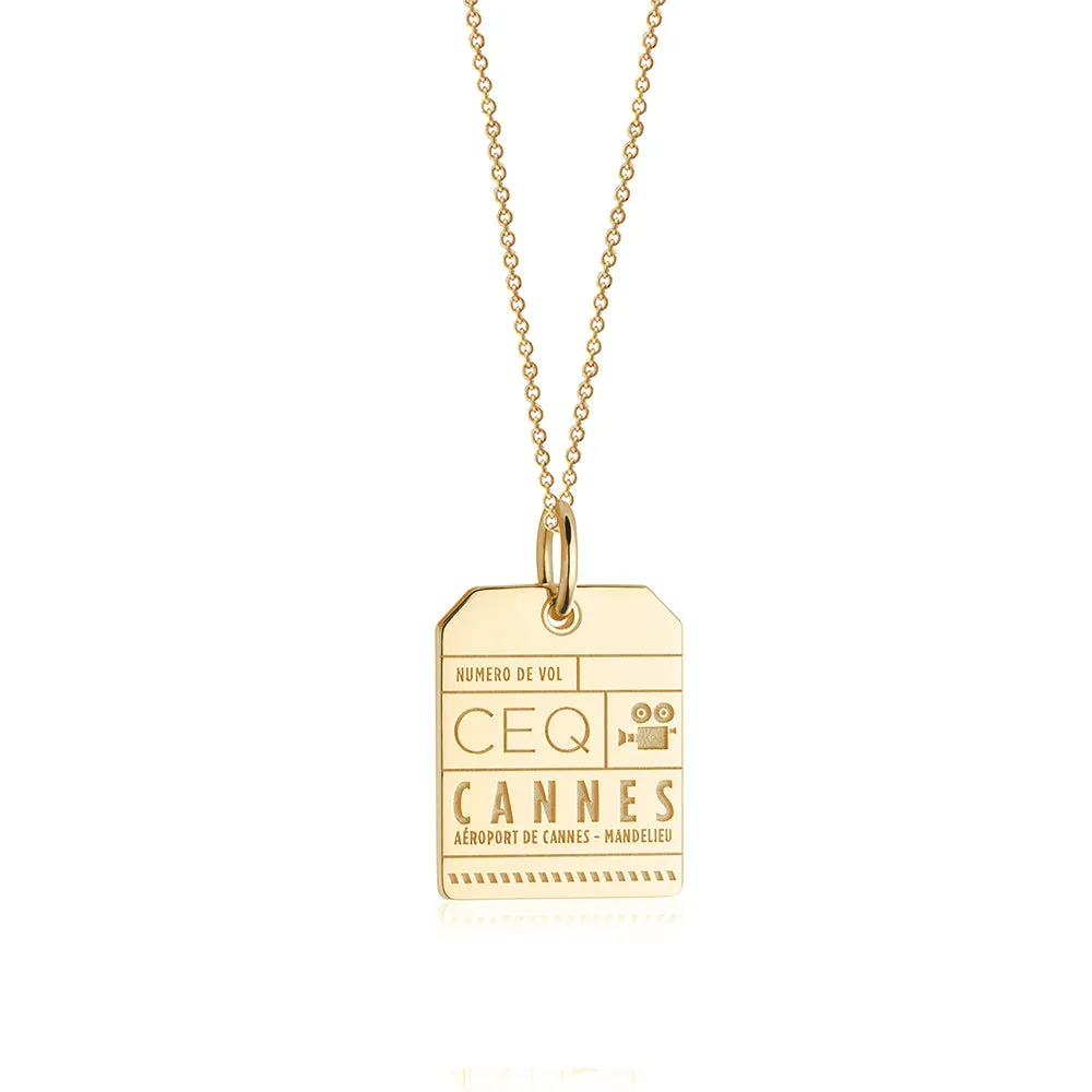 Cannes France CEQ Luggage Tag Charm Gold