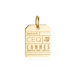 Cannes France CEQ Luggage Tag Charm Gold