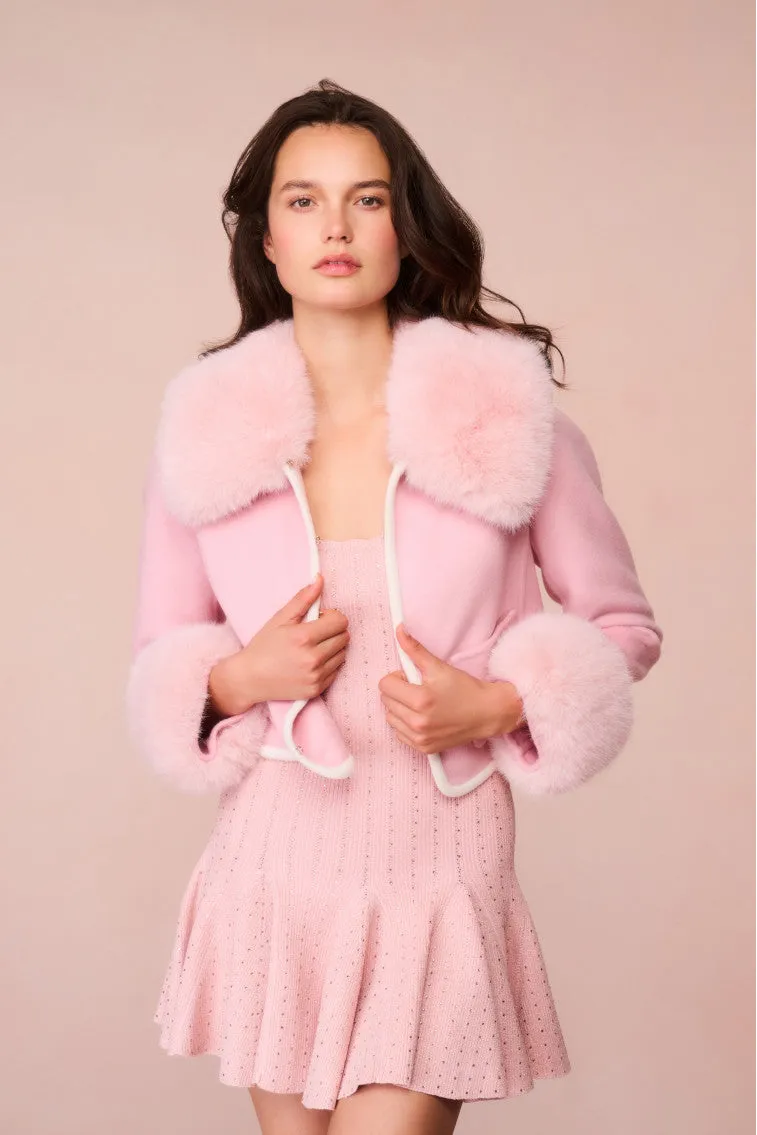 Caprina Wool-Cashmere Faux Fur Jacket