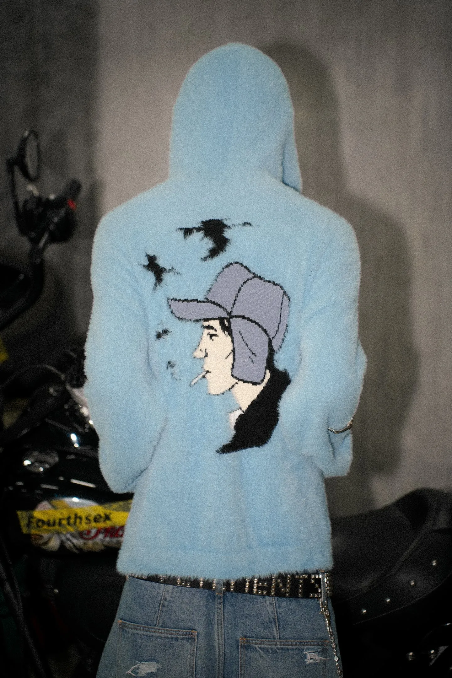 Cartoon Embroidered Sweater Hooded Jacket