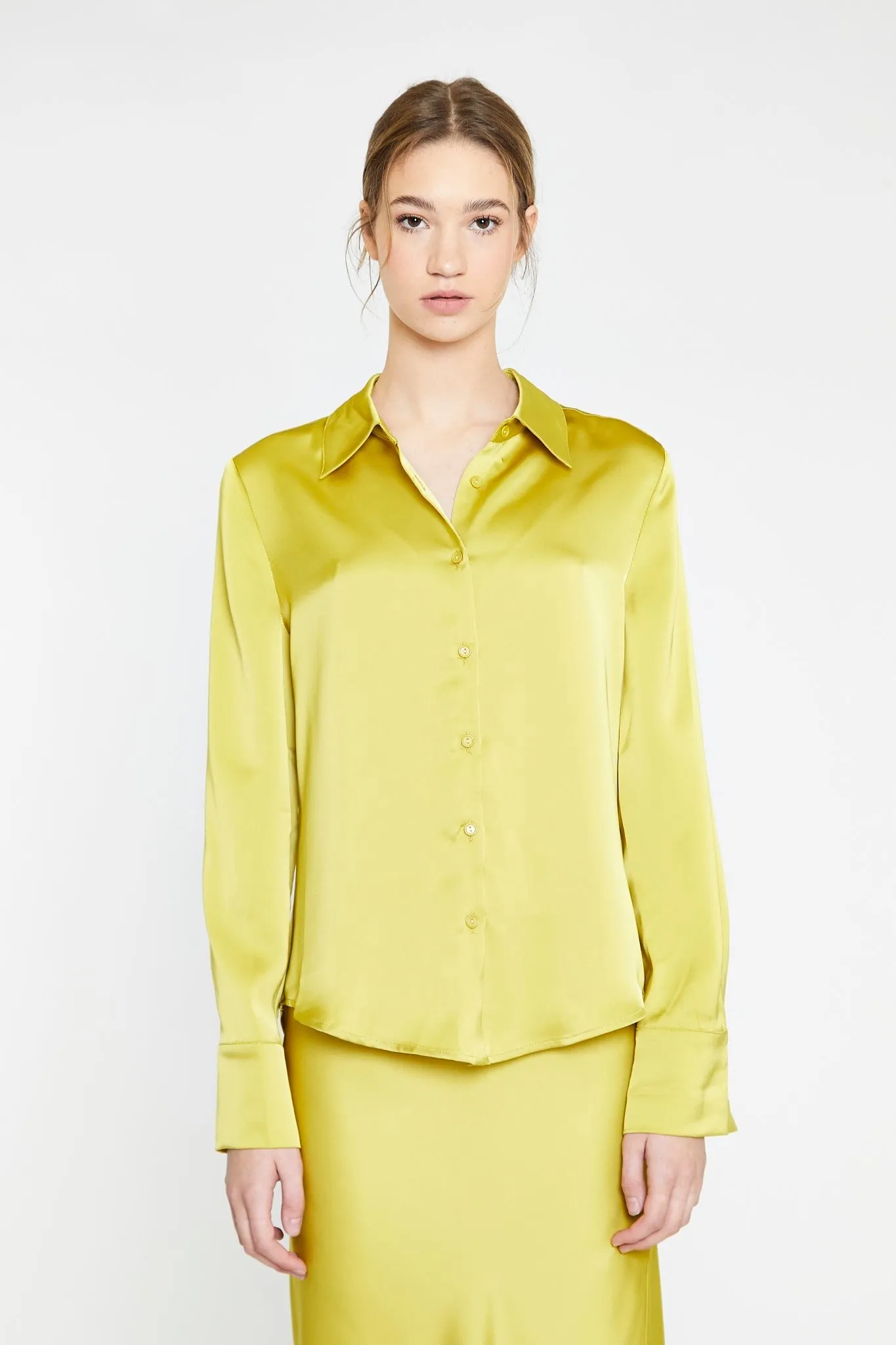 Chartreuse Satin Classic Shirt