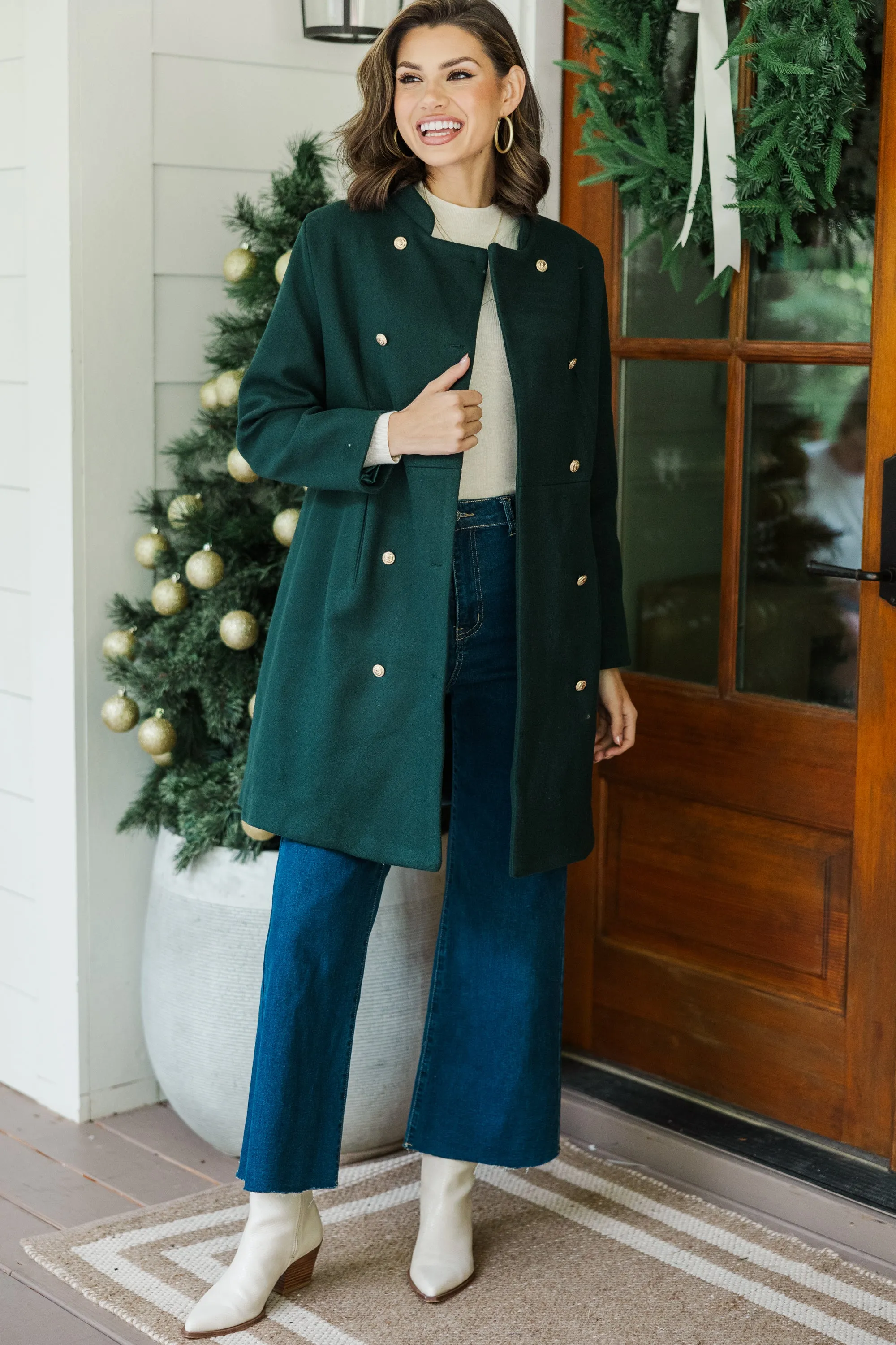 City Streets Hunter Green Coat