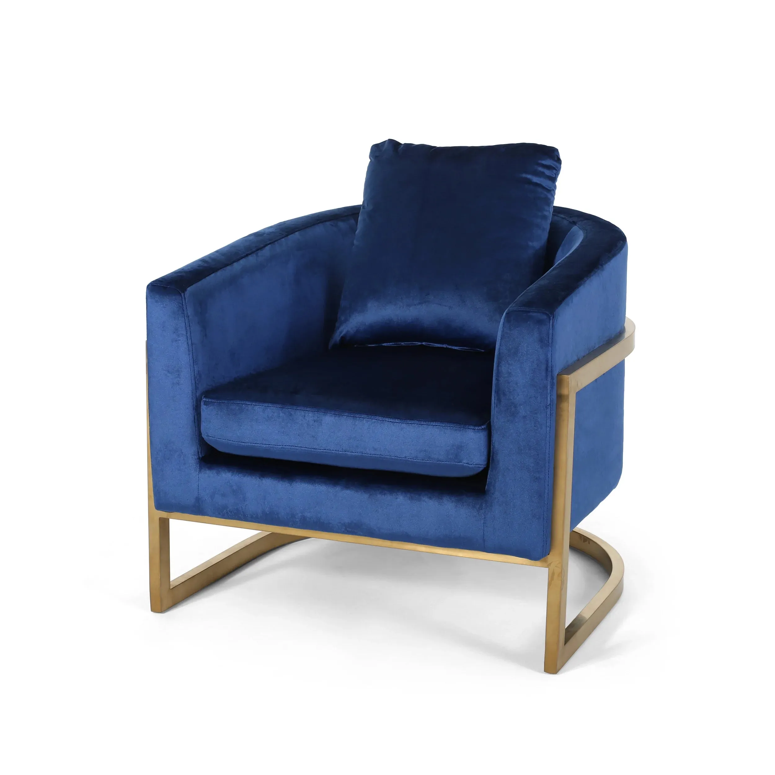 Coldwater Modern Velvet Glam Armchair with Stainless Steel Frame