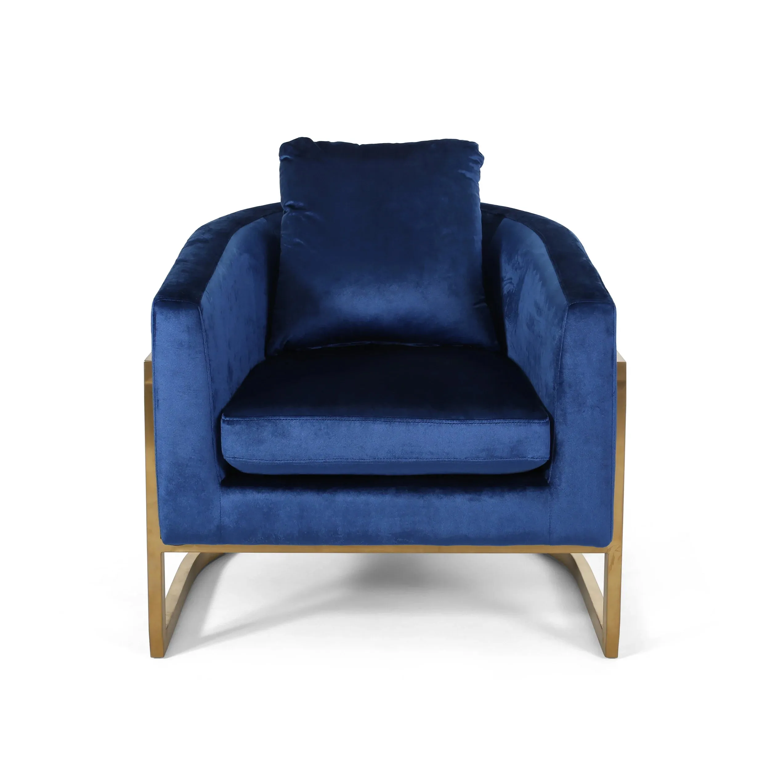 Coldwater Modern Velvet Glam Armchair with Stainless Steel Frame