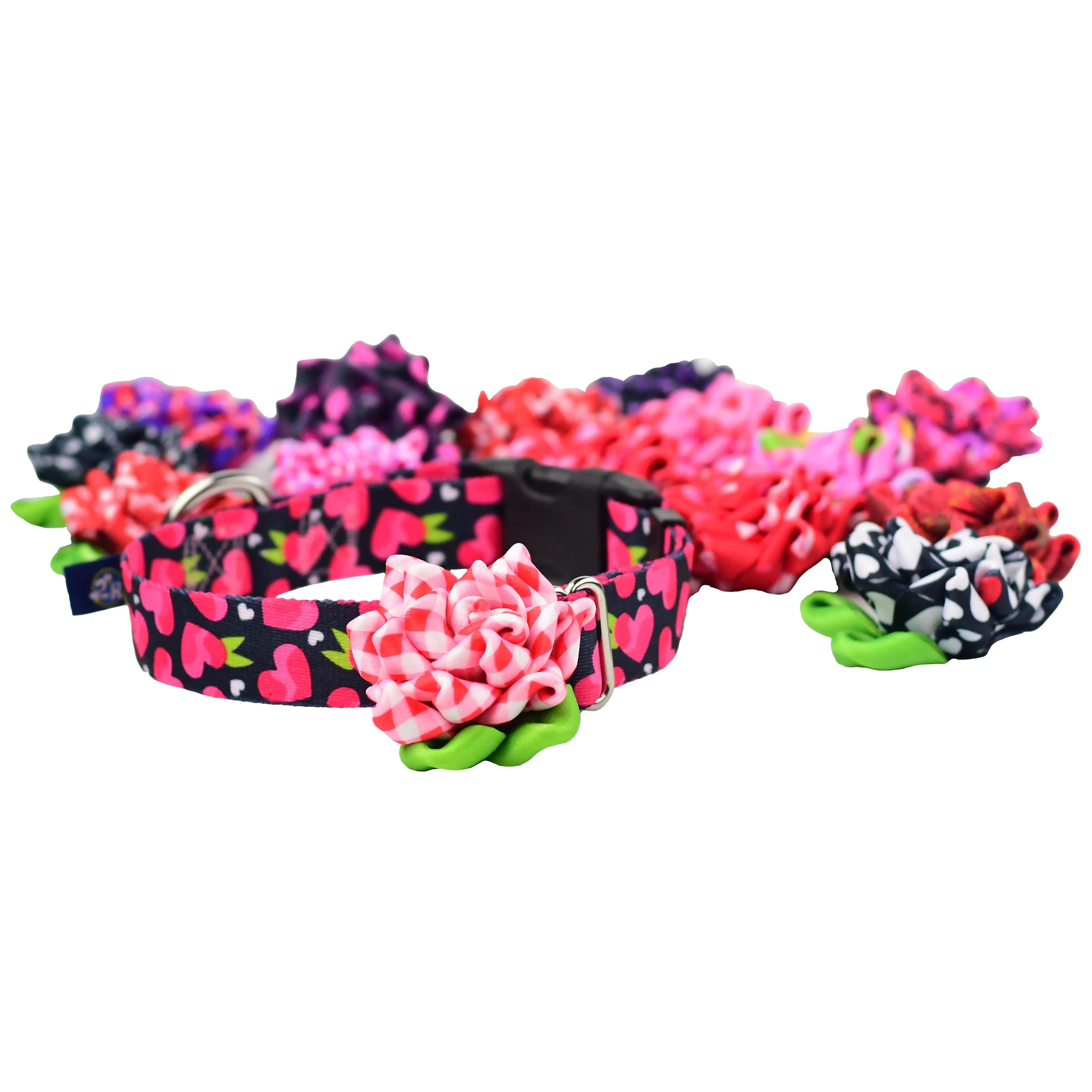 Collar Flower - Pink with Red Dots