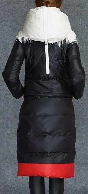 Color Contrast Puffer Down Coat