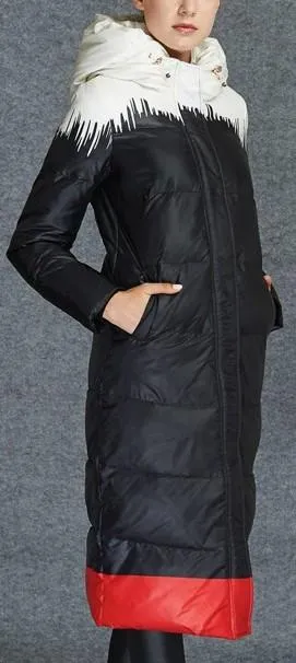 Color Contrast Puffer Down Coat