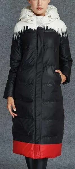 Color Contrast Puffer Down Coat